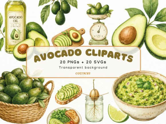 Download Avocado Watercolor Clipart Botanical PNG - Botanic Collection