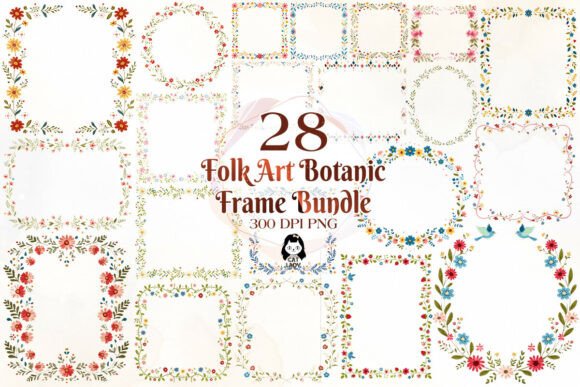 Download Whimsy Folk Art Botanic Frame Clipart - Botanic Collection