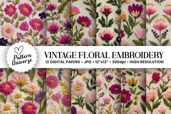 Download Vintage Flowers Embroidery Pattern - Embroidery pattern Collection