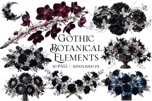 Download Gothic Botanical Elements Clipart - Botanic Collection