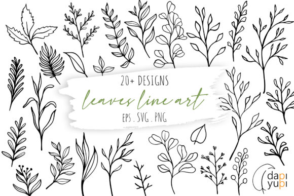 Download Botanical Line Art Clipart. Floral Set - Botanic Collection