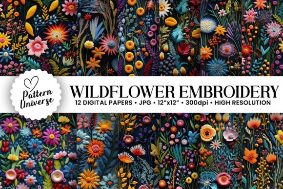 Download 3D Floral Wildflowers Embroidery Pattern - Embroidery pattern Collection