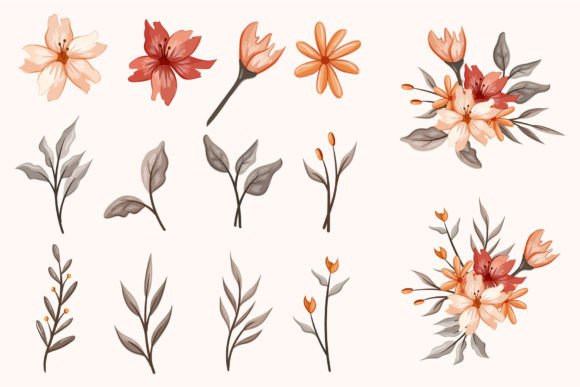 Download Set Botanic Blossom Floral Elements - Botanic Collection