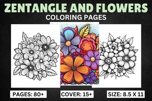 Download Zentangle and Flowers Coloring Pages - Premium Bundle