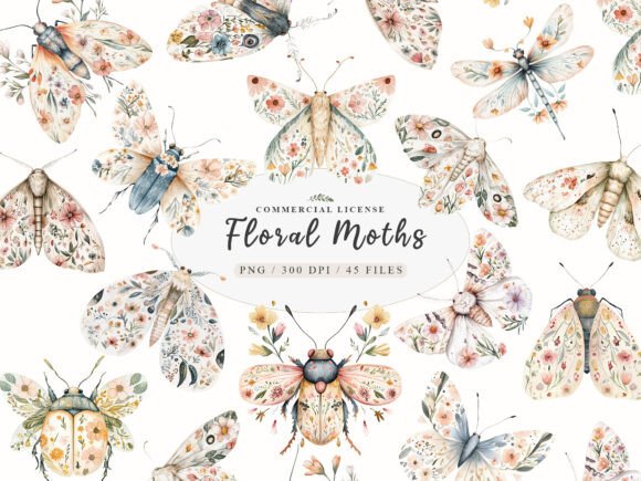 Download Watercolor Botanical Floral Luna Moth - Botanic Collection